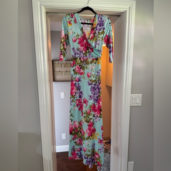 Pink Blush Maternity Floral Tie Maxi Dress - Picture 2 of 5
